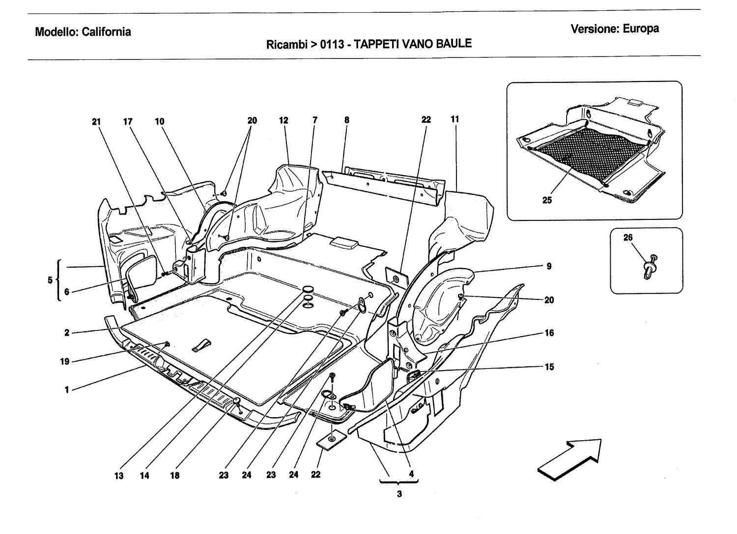 Ferrari California Luggage Compartment Mats: 069