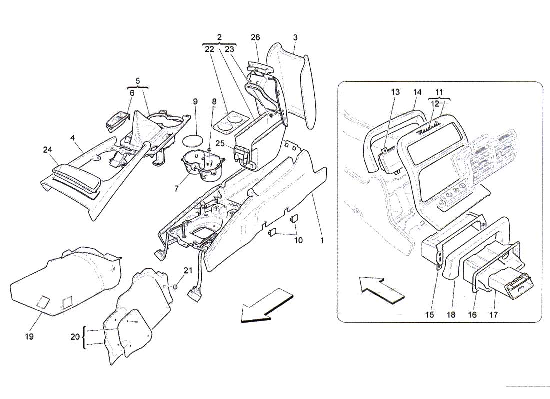 Diagram - Accessory Console and Centre Console: 121 - Ferrparts